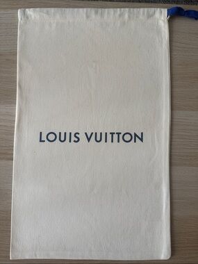 Louis Vuitton Cream Dust Bag with Blue Logo and Drawstring